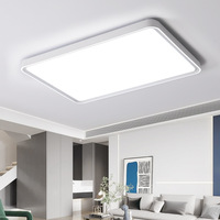 Plafonnier LED carré ultra-fin moderne 50W pour magasin, bureau, salon, chambre à coucher, 3 couleurs, 24 pouces, sans scintillement, base en plastique