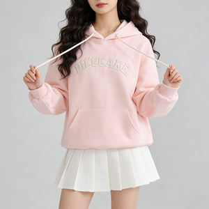 <span class=keywords><strong>Sweat</strong></span>-shirt à <span class=keywords><strong>capuche</strong></span> décontracté pour <span class=keywords><strong>femme</strong></span>, en jersey de haute qualité, anti-rétrécissement, avec lettres brodées contrastées, fabriqué en usine, pour l'automne - Product Image 3