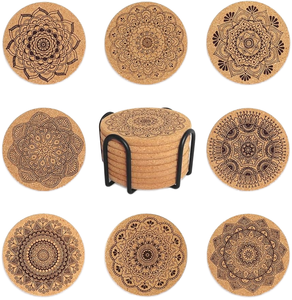Logo wood mdf Tea <b>Beer</b> <b>Coaster</b> Mat Natural Round Placemat Insulation Pads Wood Color Masen Asian Zen Style Environmental Friend - Product Image 1