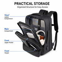 Sac à dos pour ordinateur portable professionnel extensible grande capacité, sac à dos de voyage imperméable en PU, sac à dos scolaire pour hommes avec logo personnalisé