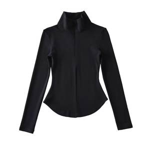 เสื้อครอปแขนยาวคอตตอนฐานเข้ารูปคอสูงป้องกันการเกิดขน - Product Image 2