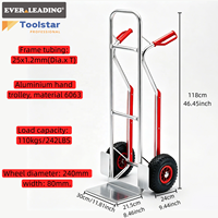 Chariot à main portable en aluminium de 110 kg avec poignée, protections de cadre, roues pneumatiques, personnalisable OEM, léger, pour sacs (Poudre)