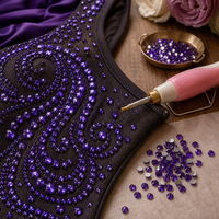 Strass thermocollants violets purs en vrac SS16, cristaux de verre ronds à dos plat, à repasser pour vêtements et costumes de danse