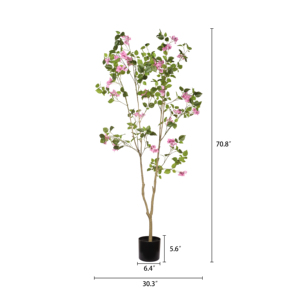 Arbre artificiel de bougainvillier de 1,80 m avec fleurs roses réalistes, plante en pot pour décoration intérieure et bureau - Product Image 6