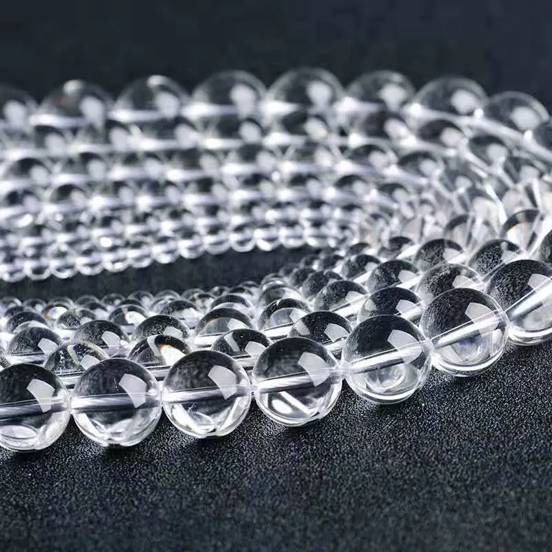Contas de cristal de quartzo transparente natural para joalheria DIY artesanato DIY 4 mm -14 mm
