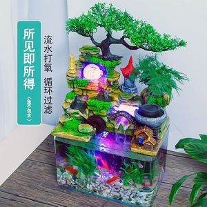 Offrant de grands aquariums avec plantes aquatiques, des rochers artificiels, de l'eau courante, des roues à eau Feng Shui et des poissons décoratifs - Product Image 4