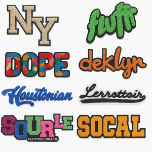 Fashion 3D Patch Personalizzate Graffiti Style Embroidered Letter Logo Custom Chenille Patch Iron On Hat/Hoodie - Product Image 2