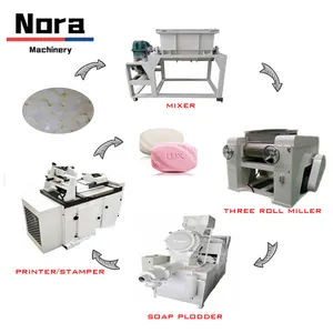 China 300kg/h Big Toilet Laundry Bar Soap Production line Factory Soap Making Machine Price Soap Mixer Plodder Cutter Machine