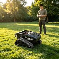 Tondeuse à gazon télécommandée sur chenilles de 550 mm avec moteur haute performance 7,5 CV, vitesse 0-4 km/h, pour ferme et jardin, garantie 1 an