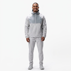 Veste coupe-vent de gymnastique légère personnalisée pour hommes fermeture éclair à l'avant avec coupe-vent imprimé de techniques de grande taille - Product Image 1