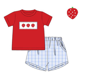 BSSO1872 Ensemble de vêtements pour bébé garçon, boutique personnalisée, bleu carotte, tenue d'été, ensemble en gros - Product Image 3