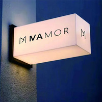 Boîte lumineuse publicitaire rectangulaire à LED avec cadre en acrylique durable, résistante aux intempéries, pour enseigne de magasin en extérieur