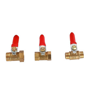 Robinet à bille en laiton sur mesure 1/4 1/8 3/8 1/2 mâle avec levier <span class=keywords><strong>rouge</strong></span>, raccord de tuyauterie pour eau/gaz - Product Image 1