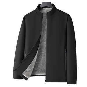 <b>Men's</b> Slim <b>Safari</b> <b>Jacket</b> Zipper Closure Winter Heavyweight Thickened Fleece Padded Warm Stand Collar Formal Business - Product Image 3