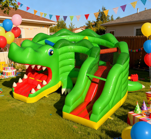 1 yıl garanti ile özelleştirilmiş yaşam dolu kale şişme engel kursu dinozor cennet ticari şişme şato - Product Image 1