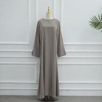 Robe longue grande taille avec hijab assorti en tissu Nida, manches longues, dentelle, coupe ample, tenue islamique modeste pour tous les jours