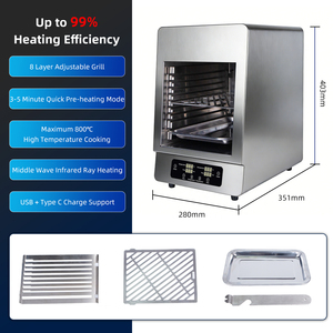 Parrilla Innovadora JingXin para Asar a Alta Temperatura con Doble Zona, Máquina para Asar Filetes, Horno Eléctrico Doméstico, Barbacoa para Cocinar al Aire Libre - Product Image 4