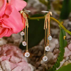 Pendientes de Cristal de Acero Inoxidable 316L con Baño de Oro PVD, Largos y Colgantes con Piedras Transparentes para Mujer, Joyería de Moda - Product Image 3