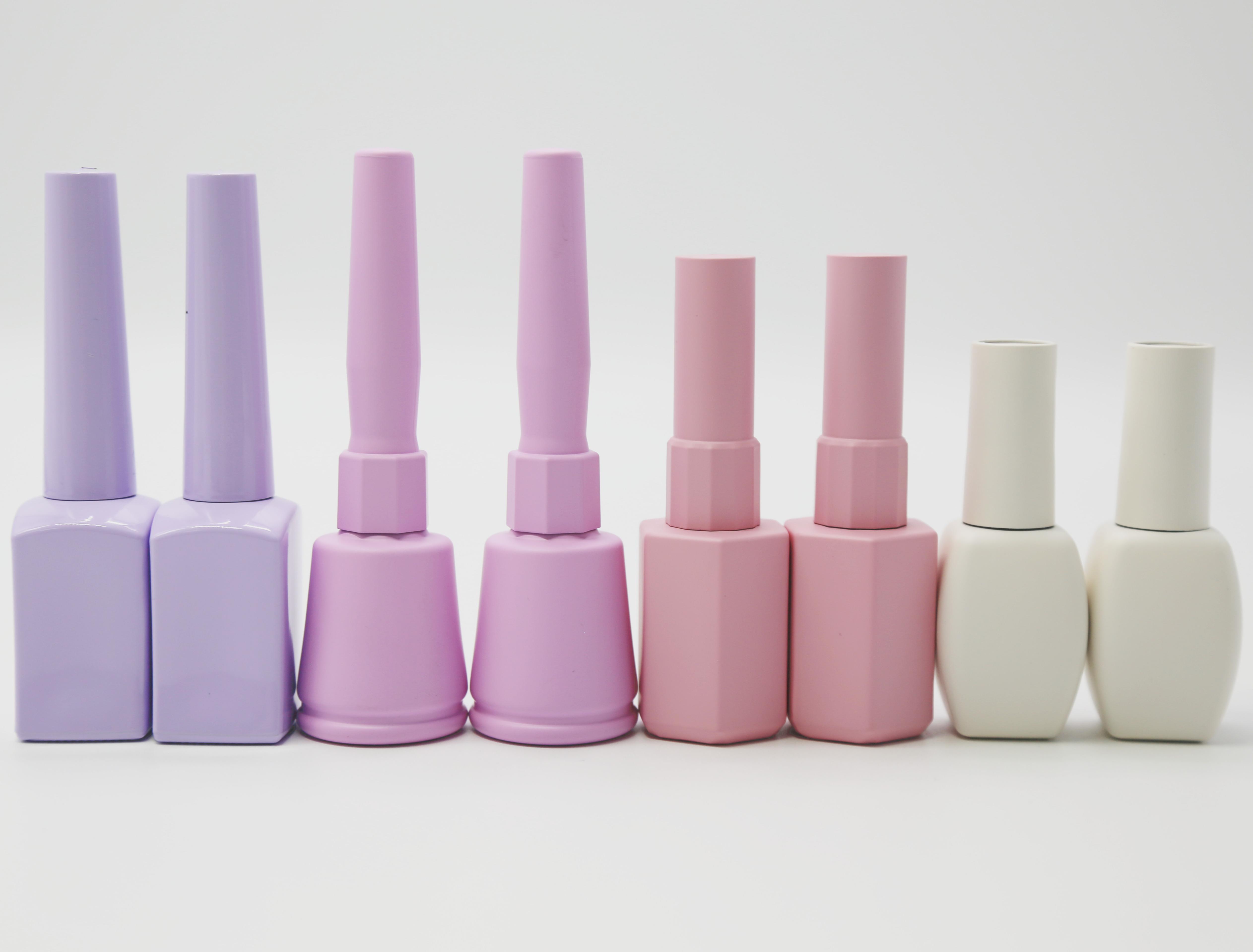 Plastic Cap Matte Pink Nail Polish Bottles 12ml Empty Nail Polish Container