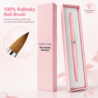 Kuas Kuku Akrilik Kolinsky Profesional 100% # 12 # 14 # 16 Kuas Nail Art Profesional dengan Kotak Hadiah Mewah OEM Grosir