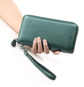 Wallet RFID Blocking Genuine Leather Zip Around Wallet Clutch Wristlet Travel Long Purse