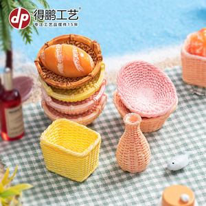 Miniature Resin Bamboo Baskets <b>Vases</b> Decorative Home Desktop Accessories Handmade Rustic Style D1896 - Product Image 4