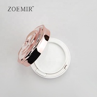 Nouvelle conception de boîtier vide pour fond de teint coussin d'air, avec couvercle gaufré rose, en plastique, pour poudre de blush pressée, emballage de maquillage avec miroir