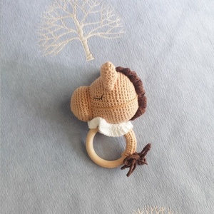 Bé Rattle sợi crocheting Amigurumi động vật Rattle dệt kim Teether mọc răng Set dệt kim Ngựa đồ chơi - Product Image 5
