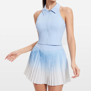 Hochwertige 2-teilige Damen Sport Polo Weste Casual Sport Outfits Rock Sets Athletic Tank Top Tennis Golf Sport Röcke Set - Product Image 3