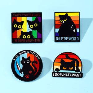 别致的电影复古风格黑猫珐琅别针-环氧树脂涂层锌合金胸针包饰时尚耐用配饰礼物 - Product Image 5