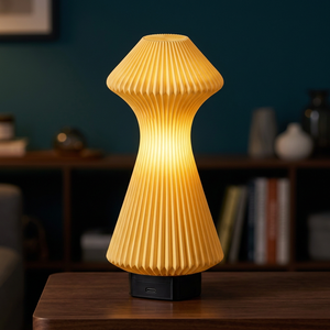 Modern Yellow Mushroom LED Touch Control Cordless <b>Small</b> Plastic USB Rechargeable Portable <b>Bedside</b> Table <b>Lamp</b> - Product Image 2