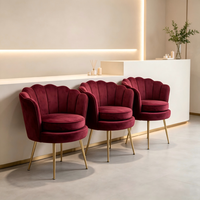 Fauteuil d'appoint moderne en velours, fauteuil club de loisirs, pieds en métal doré, design ergonomique confortable pour chambre et bureau