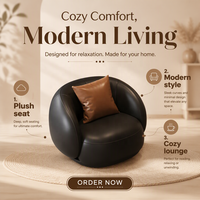 Fauteuil Lounge Rond Moderne Rembourré Noir – Siège d'Appoint pour Hall d'Hôtel, Salle de Banquet, Réception, Club et Mobilier de Restaurant