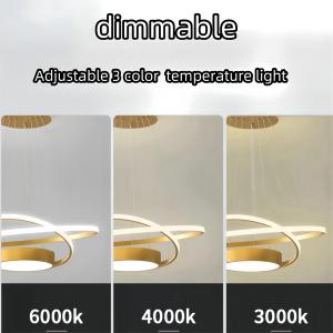 Lampara Plafonnier Luminaire 110V 220V 3CCT Suspendu Anneau Pendentif Lumières 20 + 40 + 60cm Or <span class=keywords><strong>Suspension</strong></span> Moderne pour Décor - Product Image 5