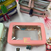 Étui de rangement de luxe rose pour Mahjong américain moderne avec fenêtre transparente, sac de transport et organisateur pour Mahjong, cadeau de fête