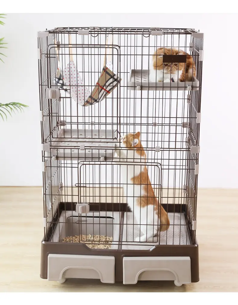 Hoge Kwaliteit Hot Sale Multi Layer Cat Villa Grote Maat 3 Tier Pet Cage Pet Cat House Ijzerdraad Pet Indoor Kooi