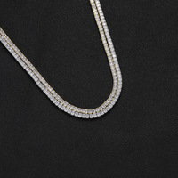 Collier chaîne simple rangée en laiton micro-incrusté de zirconiums carrés de 3 mm3 * 3, style balle de tennis