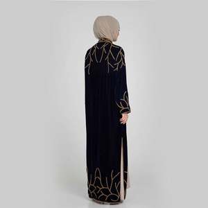 Abito in Velluto Plissettato <span class=keywords><strong>di</strong></span> Alta Qualità per Donna, Ultimi Modelli <span class=keywords><strong>di</strong></span> Abaya alla <span class=keywords><strong>Moda</strong></span> 2019 - Product Image 3