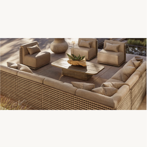 Sassanid Diseño contemporáneo al aire libre de gama alta Patio Muebles de jardín Trelica Sofá de teca indonesio Modular seccional - Product Image 1