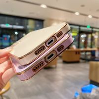 Étui plaqué or à bords droits 6D pour Samsung S24Ultra, étui de téléphone en TPU plaqué or pour Samsung S24Plus