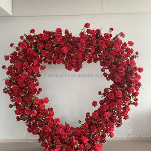 Arche de fleurs en hydrangées rouges décorative LEDA personnalisée de 1 m ou 1,5 m pour demande en mariage ou toile de fond de mariage - Product Image 6