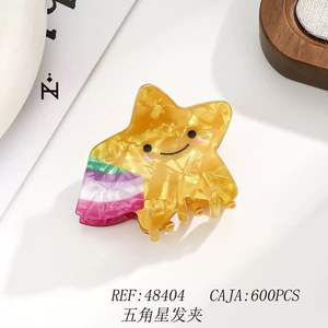 Fermaglio per capelli a forma di stella, colore oro arcobaleno, design simpatico da cartone animato per donne e ragazze, 12 cm, in plastica, stile casual - Product Image 3