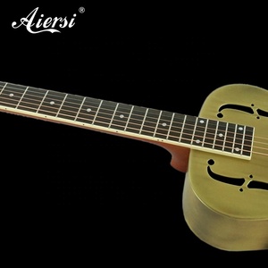China Aiersi Style O Gloss Brass Metal Body Vintage Single Cone Biscuit Bridge Acoustic Resonator Guitar Blues <b>String</b> <b>Instrument</b> - Product Image 5