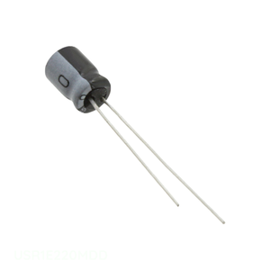 Condensador Original USR1E220MDD CAP ALUM 22UF 20% 25V RADIAL TH de 22 uF con Orificio Pasante - Product Image 1