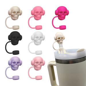 Cute <strong>Straw</strong> Covers 10mm Silicone Reusable Drinking <strong>Straw</strong> Toppers <strong>Funny</strong> Tumbler Accessories for Halloween Christmas Gifts - Product Image 2