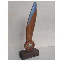 Hélice d'avion Demi-hélice en bois faite à la main sur un support Récompense de pilote Trophée d'hélice en bois