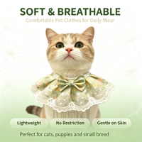 Serviettes en coton JXANRY pour animaux de compagnie - Broderie Catamaran et motif floral, accessoires de mode pour le cou toutes saisons