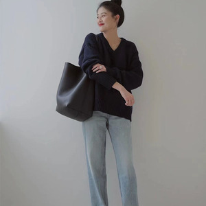 Sac fourre-tout et sac seau en cuir véritable pour femme, imperméable, grande capacité, sac à bandoulière - Product Image 2