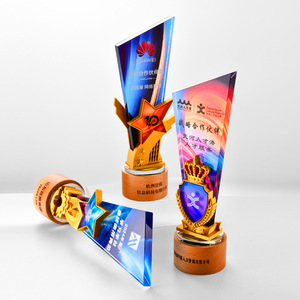 Crystal <b>Trophy</b> Creative Employee Award Laser <b>Engraved</b> Durable Solid Wood Artificial Crystal Conference Awards Business Gifts - Product Image 4