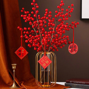 Ramas de Bayas Rojas Artificiales Populares Cloud Dwelling de 30cm-100cm, Decoración para Jarrones de Hierro, para el Hogar, Sala de Estar, Navidad, Bodas - Product Image 2